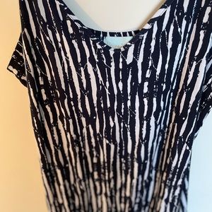 Veronica M spaghetti strap jumpsuit navy & white print sz L